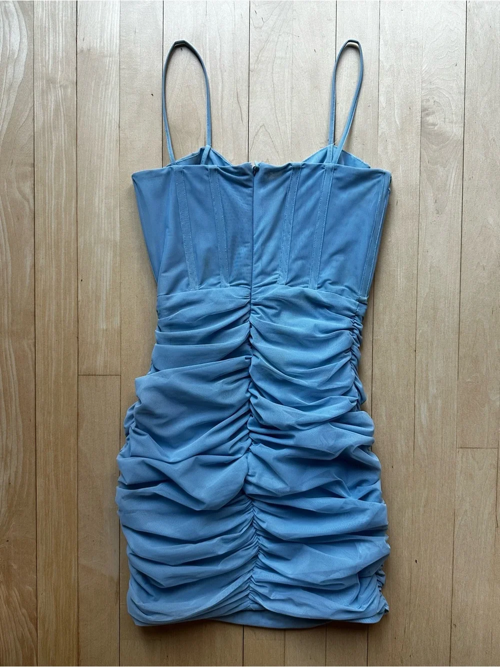 House of CB Mistress Rocks Powder Blue Mesh Corset Bodycon Mini Dress